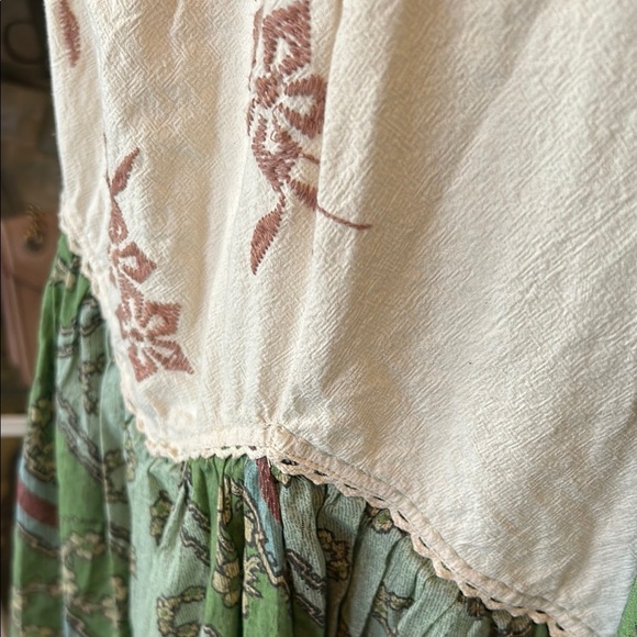 Free People Bohemian Green and Cream Dress - Picture 7 of 9